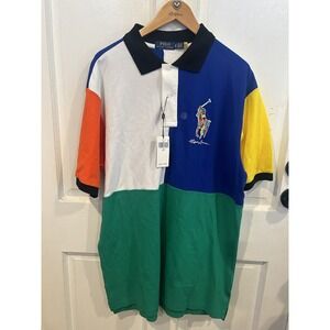 NEW Polo Ralph Lauren Mesh Color Block BIG PONY Polo Shirt Mens XLT Classic Fit